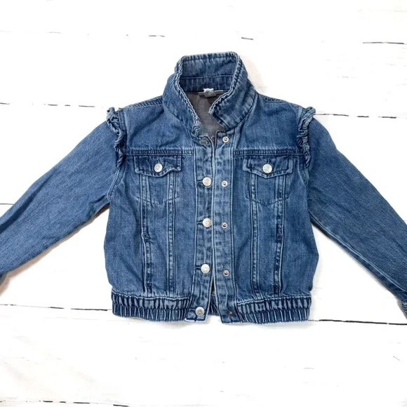 5T Cat & Jack Blue Denim Kids Jacket Girls - Picture 1 of 2